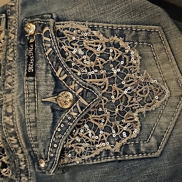 MISS ME Lace JE8005B2L Bootcut Light Wash Lowrise Jeans - Picture 9 of 11